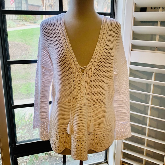 J. Jill Sweaters - J. JILL White Crocheted Sweater • NWT!